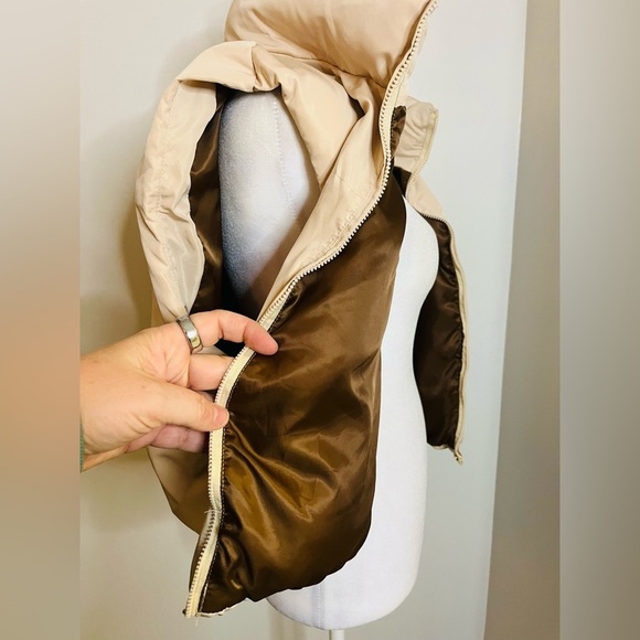 SHEIN Cropped Puffer Vest - Beige/Brown-SHEIN, Medium - Picture 2 of 7